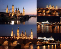城堡建筑夜色效果高清图片
