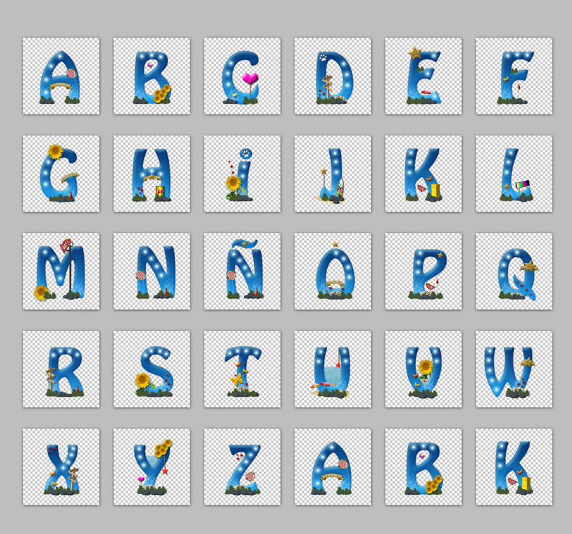 蓝色花边英文字母png图标 - 爱图网设计图片素材下载