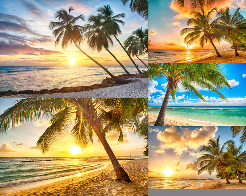 美景 黄昏-黄昏下的海岛沙滩美景高清图片