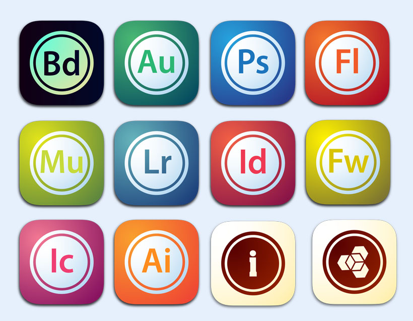 色彩艳丽的Adobe软件PNG图标