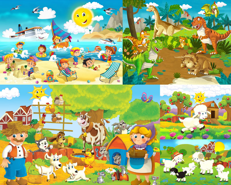 关键字:卡通小孩卡通动物动画绘画卡通场景太阳海洋人物森林动物儿童