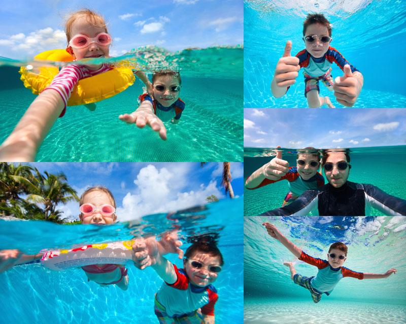 游泳的小孩摄影高清图片