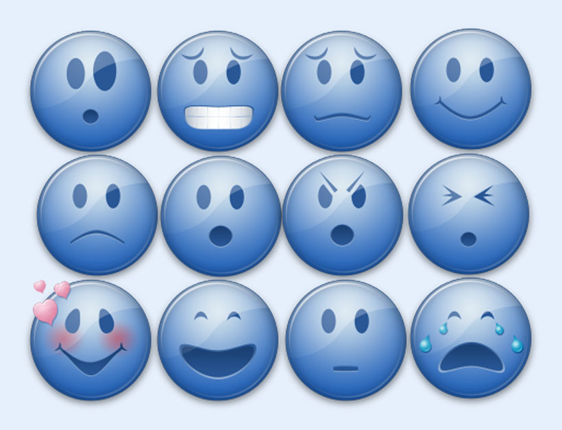 蓝色的个性表情PNG图标