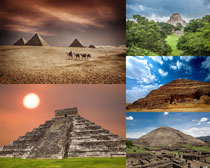 沙漠与金字塔摄影高清图片