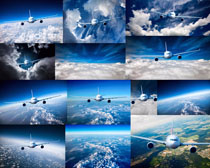 飞行中的航空飞机摄影高清图片