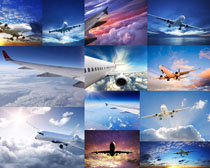 蓝天下的航空飞机摄影高清图片