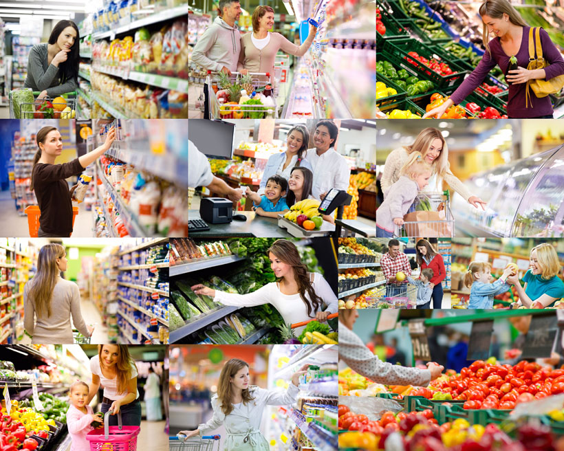 超市购物的人物摄影高清图片