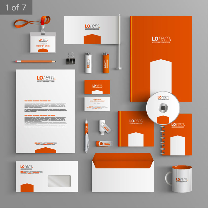 橙色企业标识VI设计矢量素材 - 爱图网设计