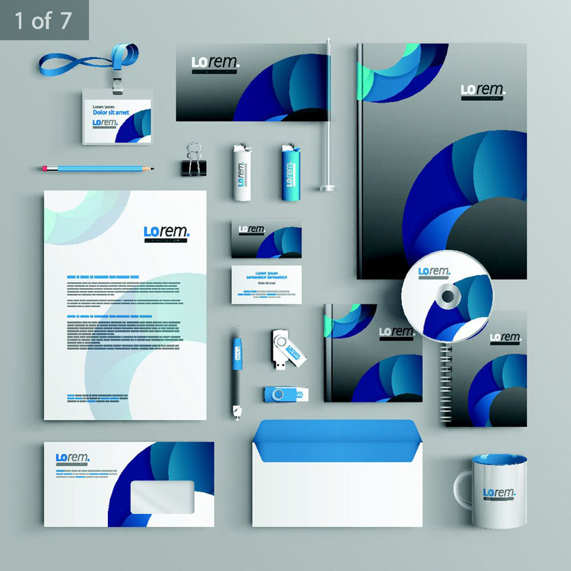 蓝色公司标识设计vi矢量素材