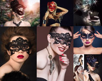 戴面具的女人摄影高清图片