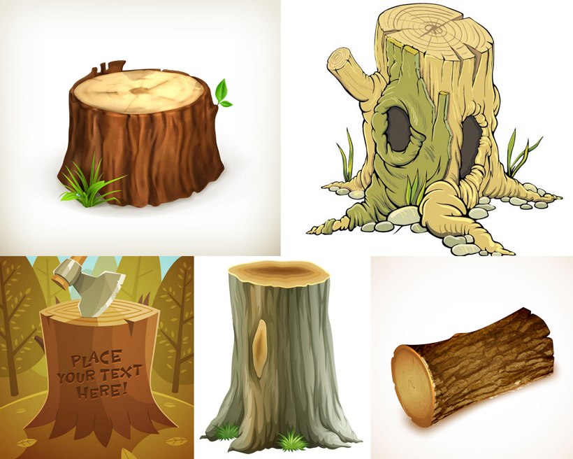 树桩设计树林矢量素材