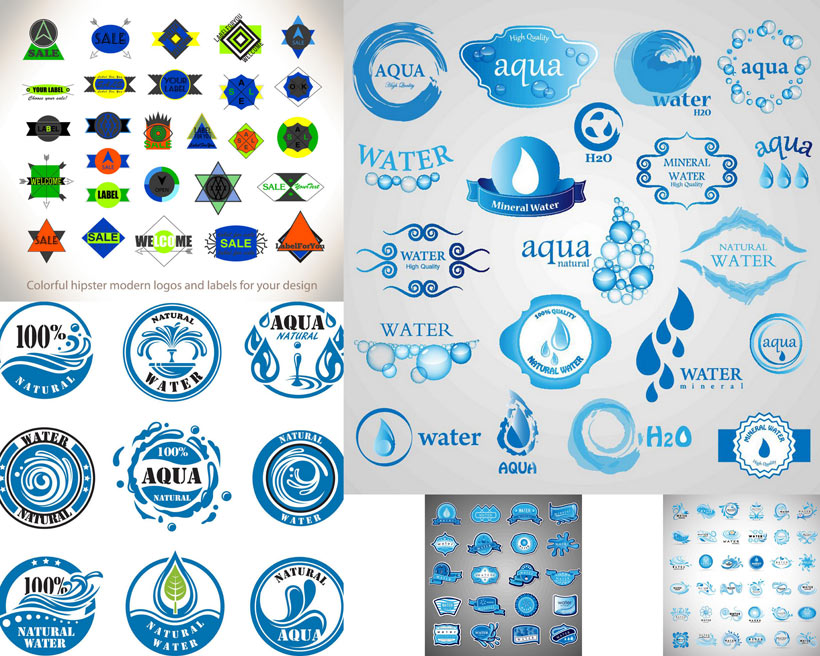 标识标志 > 素材信息   关键字: 矢量素材天然纯净水水滴logo设计水纹