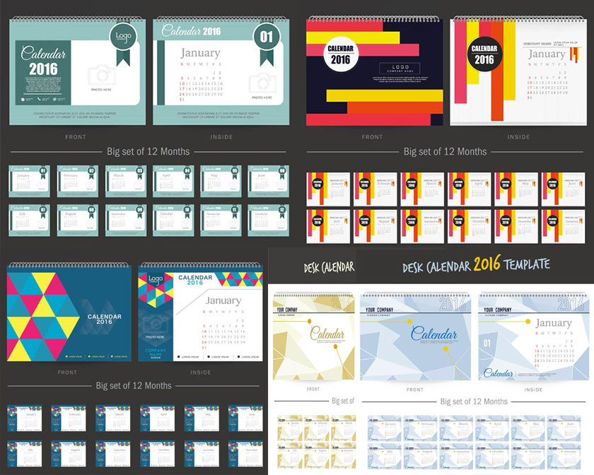 2016年日历主题矢量素材集合v75