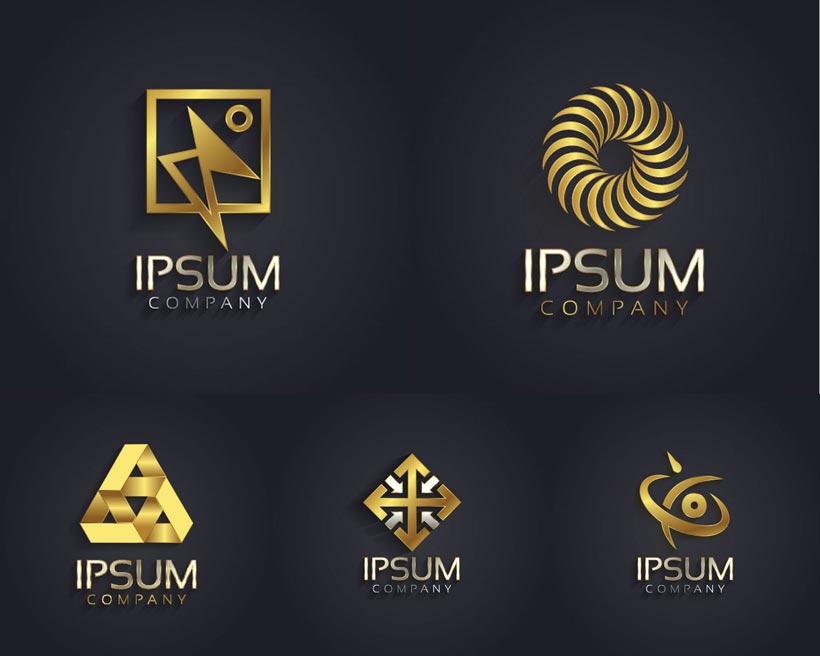 金色金属logo标志设计矢量素材