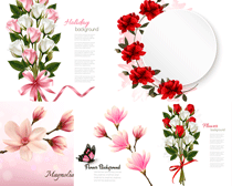 粉红色玫瑰花花束矢量素材