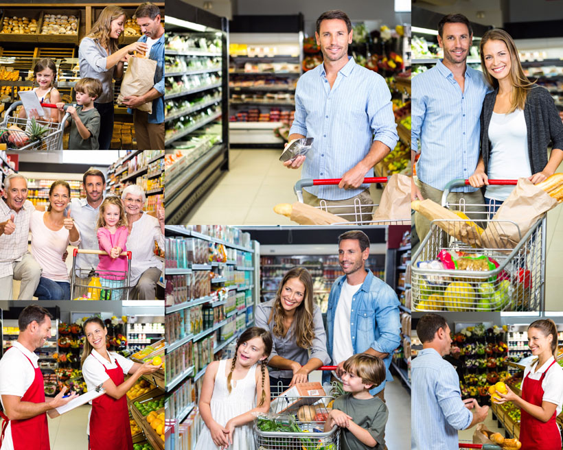 超市一家人拍摄高清图片