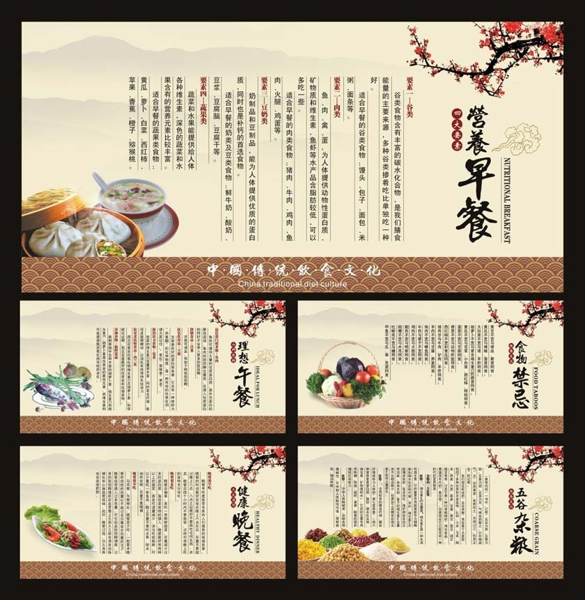 中国风美食文化展板设计矢量素材