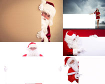 圣诞人物与白色牌摄影高清图片