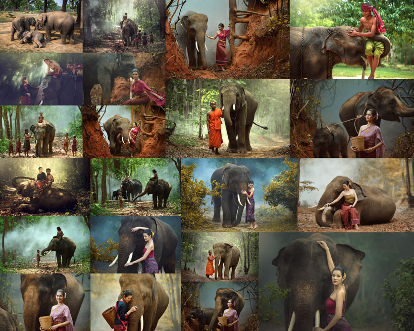 少数民族与大象摄影高清图片