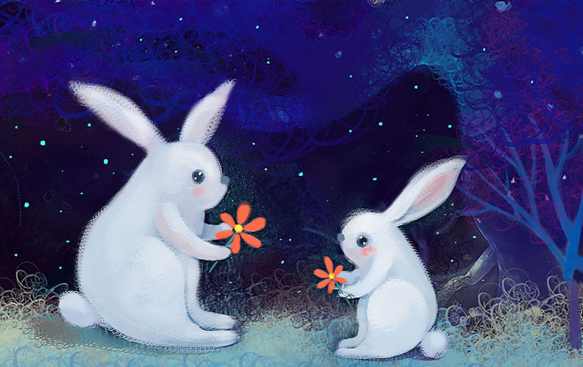 可爱小兔子插画PSD素材