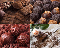 圆形方块巧克力食物摄影高清图片