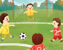 卡通快乐儿童足球PSD素材