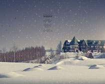 别墅雪景风光摄影PSD素材