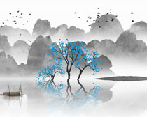 中国艺术绘画山水PSD素材
