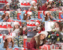 圣诞节小女孩礼物摄影高清图片