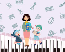钢琴老师节日快乐PSD素材