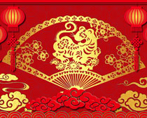 传统中国风新年剪纸画PSD素材