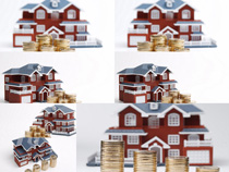 房屋模型金币金融摄影高清图片
