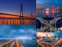 城市夜景建筑桥梁风景拍摄高清图片