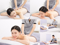 女性spa背部按摩摄影高清图片