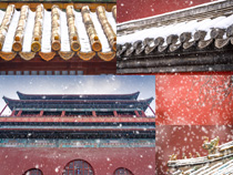 雪中古建筑风景拍摄高清图片
