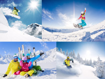 雪山滑雪运动员拍摄高清图片