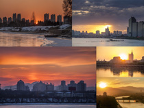 城市日落风景拍摄高清图片