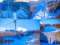 旅游景点滑雪缆车拍摄高清图片