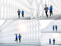青年情侣慢跑运动摄影高清图片