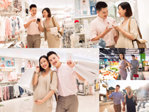 孕妇和丈夫逛超市摄影高清图片