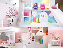 粉色裝扮兒童房間攝影高清圖片