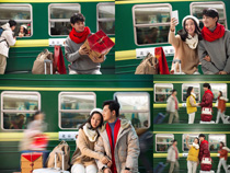 火车站台上的爱情摄影高清图片