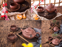 紫砂壺茶杯攝影高清圖片