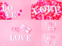 愛在七夕粉色LOVE背景拍攝高清圖片