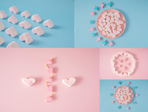 情人節愛心甜品棉花糖攝影高清圖片