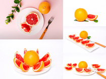 西柚新鮮水果攝影高清圖片