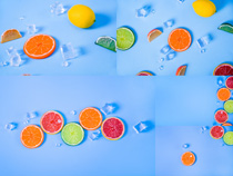 檸檬西柚水果攝影高清圖片