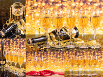 金光燦爛香檳酒瓶攝影高清圖片