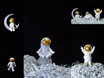 月球宇航員裝扮攝影高清圖片