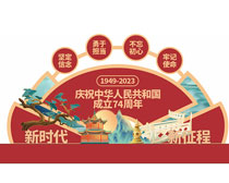 慶祝中華人民共和國成立74周年商場美陳擺設矢量素材
